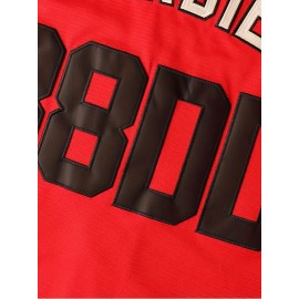 Men's #3800 V-Neck Embroidered Baseball Jersey - Breathable Polyester, Button Closure, Loose Fit for Sports & Casual Wear