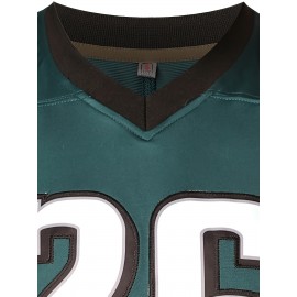 Men's Green #26 Embroidered Football Jersey - Breathable Knit V-Neck Shirt with Slight Elasticity, Loose Fit for Team Sports, Outdoor Hiking & Casual Wear | Machine Washable, Spring/Summer/Fall, Sporty Design, Elastic Breathability, Best for Christmas