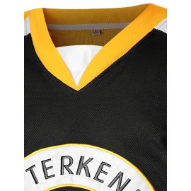 Men'S Black #96 Ice Hockey Jersey - Loose Embroidered Long Sleeves, Sporty, Fashionable, Casual, Breathable, Comfortable Streetwear For Everyday Activities