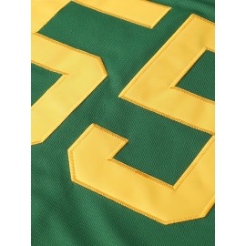 Men'S #55 Embroidered V-Neck Baseball Shirt, Polyester Knit Fabric, Loose Fit, Button Closure, Casual Sports Top for Team Sports, Fishing, Hiking, Running, Cycling - Perfect for Parties, Beach, Summer Events - Sizes S-XXXL