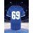 Men's #69 Embroidered Blue Football Jersey - Breathable V-Neck Sports Top with 