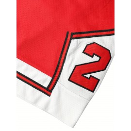 Men's #23 Embroidered Basketball Shorts - Breathable Polyester, Red & White Design, Elastic Waistband with Drawstring, Machine Washable, Perfect for Sports, Outdoor Activities & Casual Wear