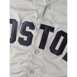Men'S #9 Baseball Jersey Top - Embroidered Alphabet Number Vintage Style, Polyester Knit Fabric, V-Neck, Loose Fit, Sports-Themed For Baseball, Outdoor Activities - Spring/Summer/Fall/Winter Collection