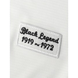 #42 Men's Retro Letter Embroidery Design Short Sleeve V-neck Breathable Button Up Shirt, Men's Summer Loose Baseball Jersey