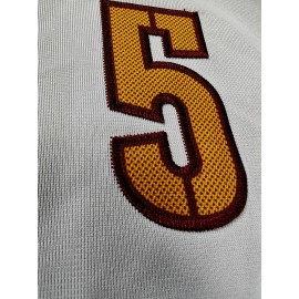 Men's Red #5 Breathable Rugby Jersey - V-Neck Short Sleeve Embroidered American Football Shirt, Loose Fit All-Season Training Top for Sports, Outdoor & Casual Wear, Durable Sports Fabric