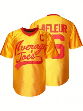 1pc Men'S Polyester V-Neck American Football Jersey - Embroidered #16 LAFLEUR, Loose Fit, Slight Stretch Knit Fabric, Sports & Casual Style for Team Sports, Outdoor Activities, Parties - Four Seasons Top