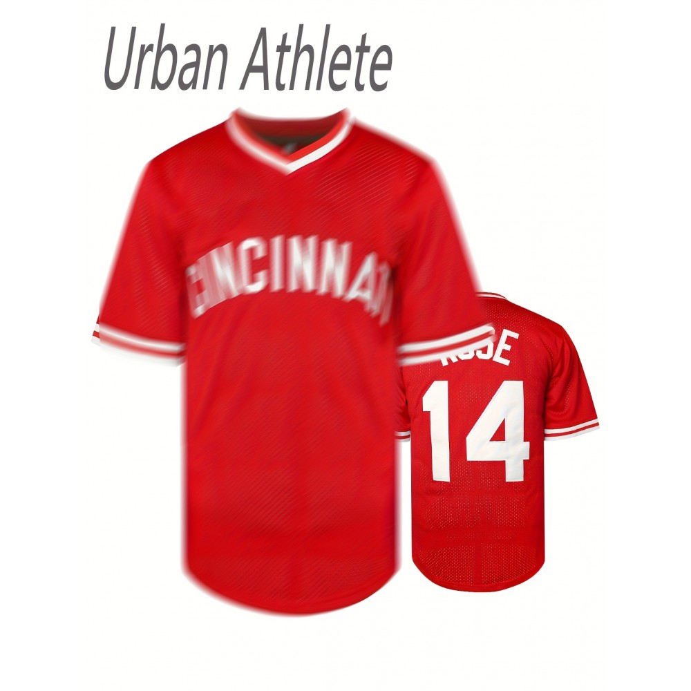 Men's Sports Baseball Jersey with Embroidered Letter and Number - Polyester Knit Fabric, V-Neck, Slight Stretch, Regular Fit for All Seasons - Ideal for Game Day and Team Sports Events