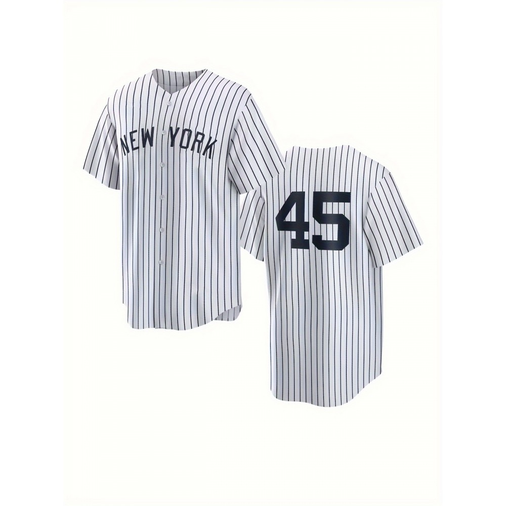 Men'S Short Sleeve Baseball Jersey With Letter And Number Embroidered For Training And Competition