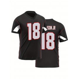 Men'S Black Rugby Shirt # 18, Classic And Stylish Breathable Jersey, American Street Football Shirt, High-End Embroidered Casual Sportswear