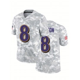 Men'S #8 Classic Embroidered Rugby Jersey - Breathable Polyester, V-Neck, Casual Streetwear for Sports & Outdoor Activities, Perfect for Hiking, Running & Parties - Machine Washable, All-Season Comfort Fit