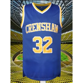 Men's #32 Embroidered Basketball Jersey - 100% Polyester, Stretch Fabric, V-Neck, Sleeveless Sports & Casual Wear for Adults and Teens - Machine Washable