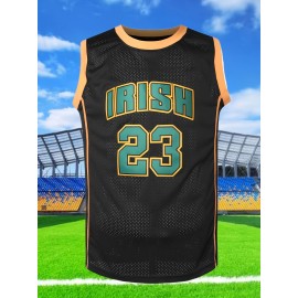 Men's #23 Breathable Basketball Jersey, Retro Embroidered Sports Uniform, Sleeveless Basketball Shirt for Training Competition