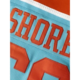 Men'S Vintage-Style Ice Hockey Jersey, S-3XL - Turquoise & Brown with Dog Design, V-Neck Captain'S Sweatshirt, Polyester, Machine Washable for Sports, Casual, Parties & Training