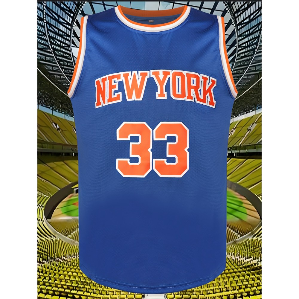 Men'S Basketball Shirt # 33 Blue Basketball Sweatshirt Suitable For Spring, Summer, And Autumn Wear S-XXXL