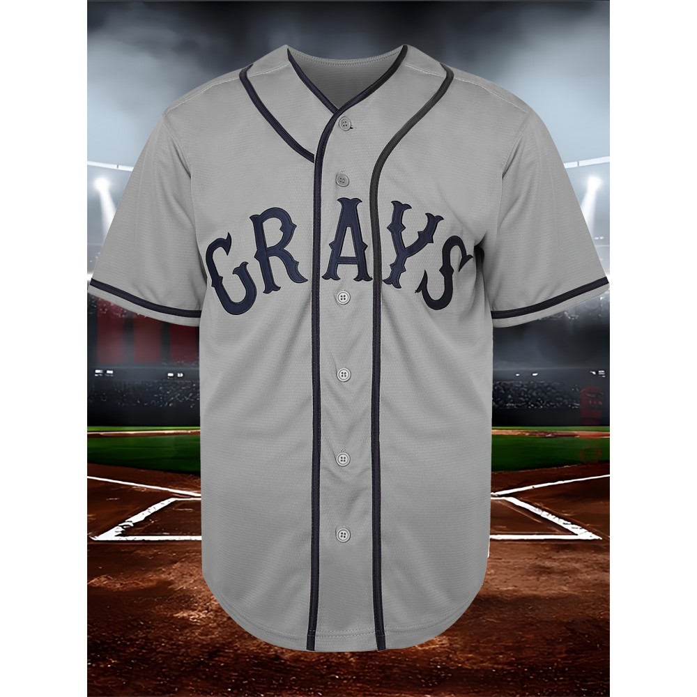 Men's #20 Embroidered Gray Baseball Jersey - Breathable V-Neck, 100% Polyester, Loose Fit for Sports, Casual & Outdoor Wear, Sizes S-3XL